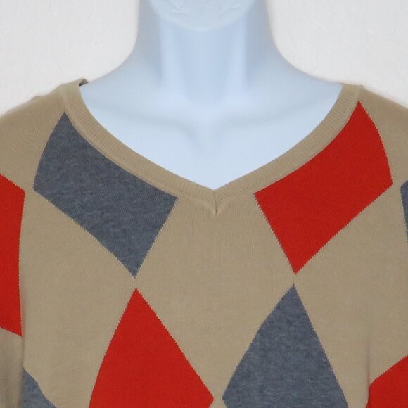 Claiborne* Men's Long Sleeve V-Neck Straight Ribbed Hem Argyle Sweater~ Size XXL - Picture 9 of 10